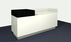 Toonbank surface met vitrine balie